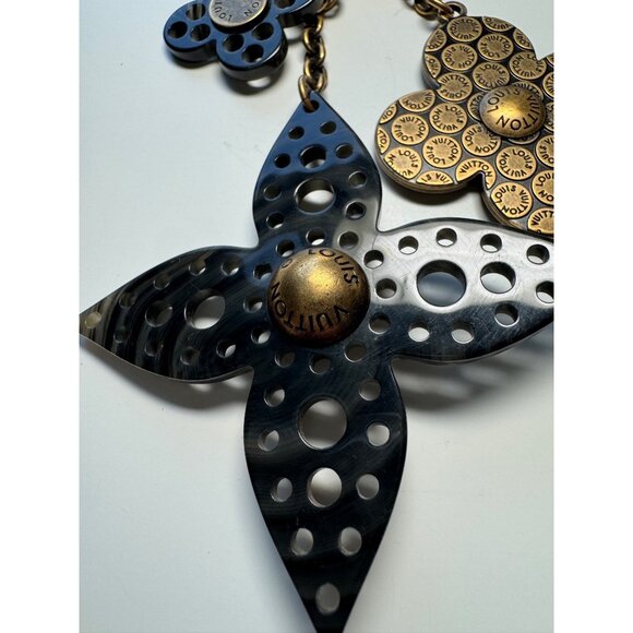 Louis Vuitton Rock Flower Key Chain and Bag Charm, Antique Brass + Black - Picture 2 of 11